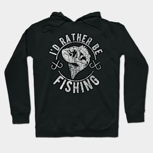 I’d Rather Be Fishing, Funny Vintage Style Fishing Hoodie